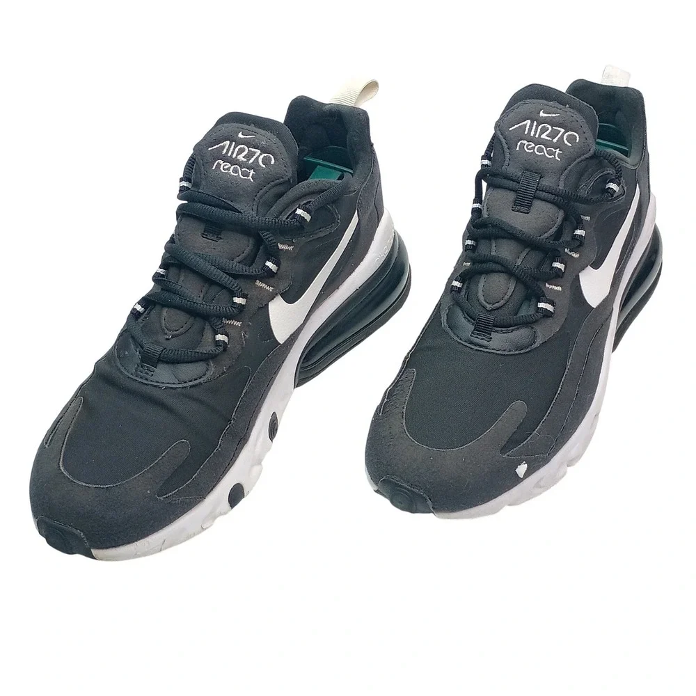 Nike Air Max 270 React Black White Sneakers CI3899-002 Womens Size 8 - Picture 1 of 9